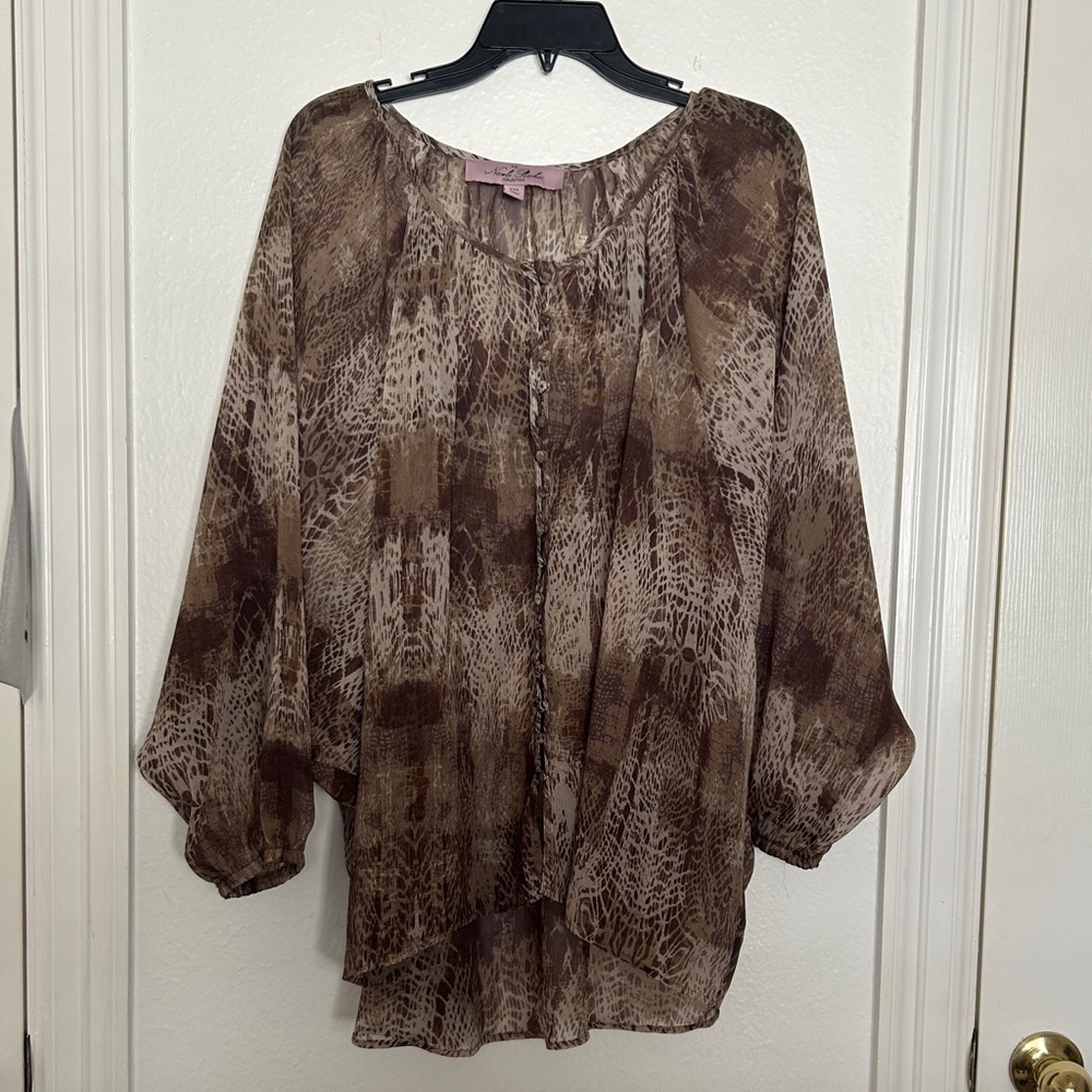 Nicole Richie Collection Brown Patterned Blouse